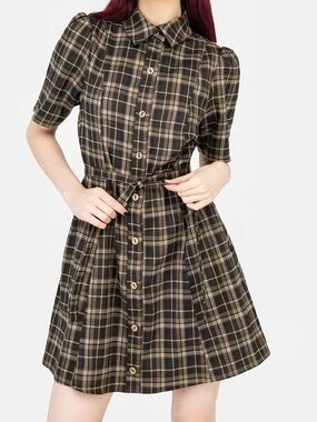 Disturbia Beatrice check mini shirt dress